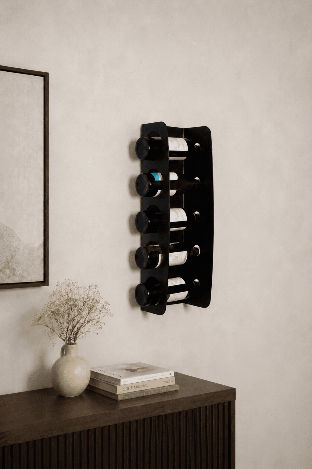 Mettali wine holder in a styled living room